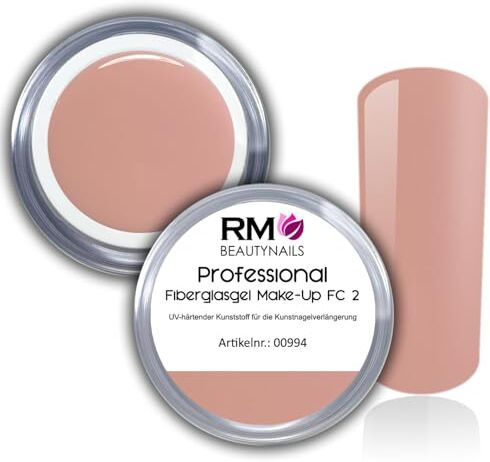 RM Beautynails Gel per unghie in fibra di vetro UV FC2, colore beige nude, extra forte da costruire, per nail art, confezione da 1 (15 ml) (5 ml)