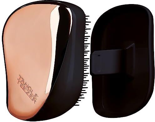 Tangle Teezer The Compact Styler Spazzola per capelli districante   Da viaggio con copertura protettiva e design a due denti   Perfetta per capelli bagnati, secchi e volanti   Rose Gold Black