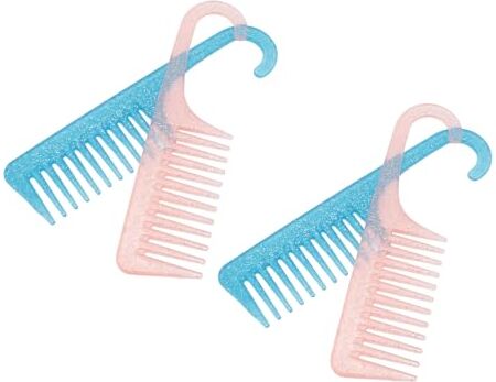 ZJchao Pettine a Denti Larghi Pettine Districante con Manico Arrotondato Confezione di Pettini per Capelli Trasparenti Blu Rosa