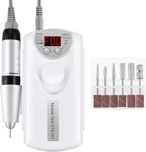 COSCELIA Fresa per Unghie 220V con 6 Punte per Trapano, Fresa Unghie Professionale per Manicure e Pedicure