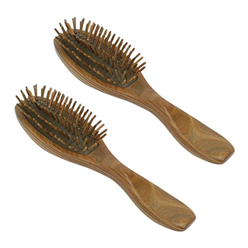 PENGY 2 x Spazzola per capelli in legno naturale fatto a mano districante pettine per capelli da massaggio con scatola