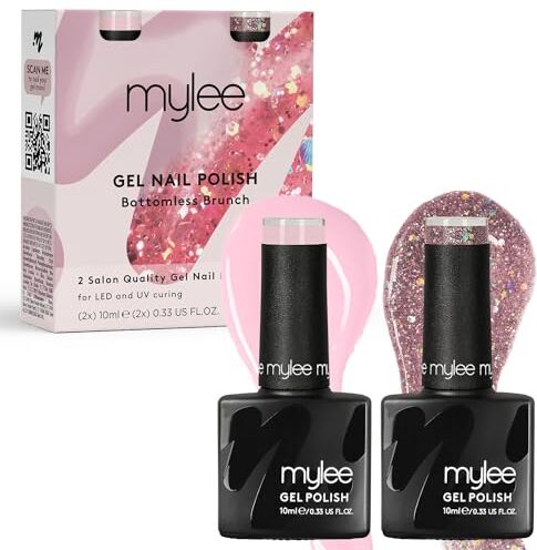 MYLEE MyGel by  Pink & Glitter Duo Set Smalto per Unghie Gel Semipermanente 2x10ml UV/LED Nail Art Manicure Pedicure per Uso Professionale e Domestico Lunga durata e facile da usare