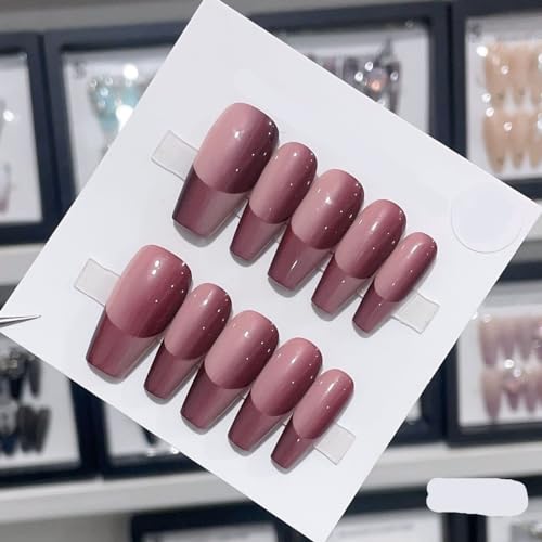 Generico Smalto for unghie fatto a mano, nail art a forma di becco d'anatra lungo con farfalla rosa carina, unghie finte riutilizzabili e staccabili, 10 pezzi (Color : 3259, Size : M)