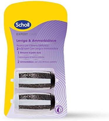 Scholl ExpertCare Leviga e Ammorbidisce, 2 Ricambi per il Sistema Elettronico 2in1 ExpertCare Leviga e Ammorbidisce, 2 Ricariche per Rimuovere la Pelle Dura e Ammorbirla per una Rifinitura Ottimale