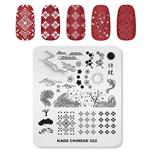 KADS , set di piatti per nail art, stencil per stampaggio e nail art, con supporto per astucci (CN022)