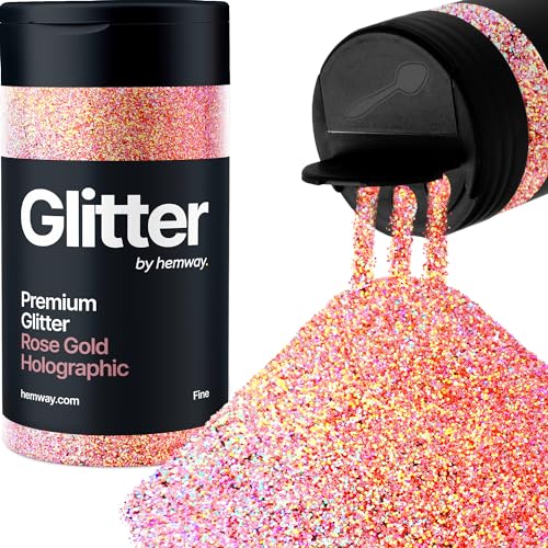 Hemway Oro Rosa Olografico Porporina Fine 130g/4.6oz Polvere Metallica Resina Artigianale Glitter Flake Paillettes per Bicchieri Epossidici, Capelli Viso Corpo Occhi Nail Art Festival