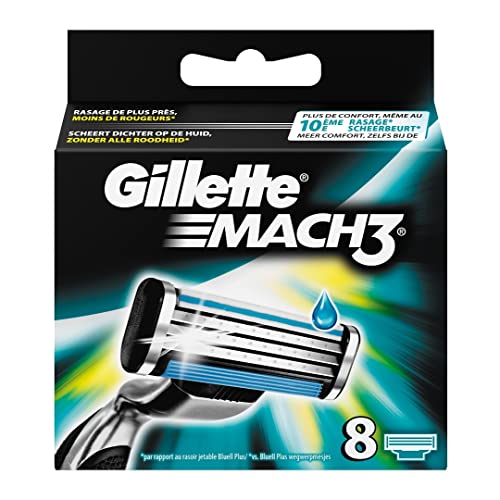 Gillette Mach3, Lame di rasoio da uomo, Confezione da 8 ricariche, XL [La confezione può variare]