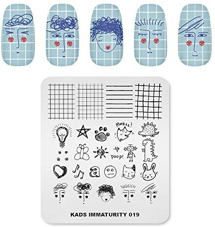 KADS Timbro per nail art, modello di immaturità, design carino con immagine piastra di timbratura per nail art fai da te strumento per manicure (IM019)