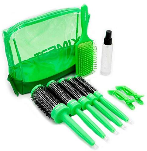 Termix Pack Brushing in 3 Passi. Comprende 5 Spazzole per capelli , Siero per Capelli per Open Ends, Spazzola per Capelli Paddle per Detangling e 2 Pinzette. Colore Verde Fluoruro.