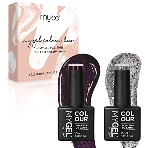 MYLEE MyGel by  Christmas Glitter Duo Set Smalto per Unghie Gel Semipermanente 2x10ml UV/LED Nail Art Manicure Pedicure per Uso Professionale e Domestico Lunga Durata e Facile da Usare