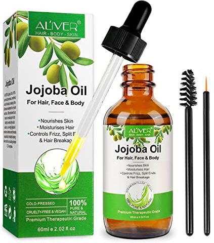 cgify Olio di Jojoba Biologico, Olio di Jojoba puro 100% per la Crescita Capelli e la Cura Della Pelle, Olio Idratante per Viso, Capelli, Barba, Pelle e Unghie, 60 ml