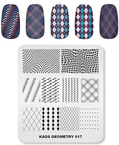 KADS Set di piatti per nail art e stampaggio di immagini stencil modello geomentry modello con piastre di timbratura titolare caso organizzatore (GE017)