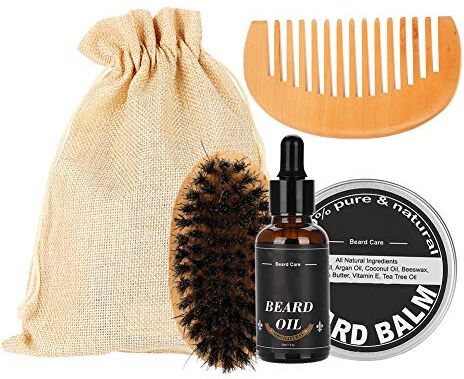 Raguso Set di olio per barba, set per la cura della barba da uomo, perfetto e sano per la cura dei baffi per l'uso domestico per l'uso quotidiano