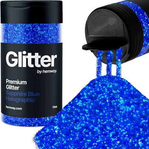 Hemway Blu Zaffiro Olografico Porporina Fine 130g/4.6oz Polvere Metallica Resina Artigianale Glitter Flake Paillettes per Bicchieri Epossidici, Capelli Viso Corpo Occhi Nail Art Festival