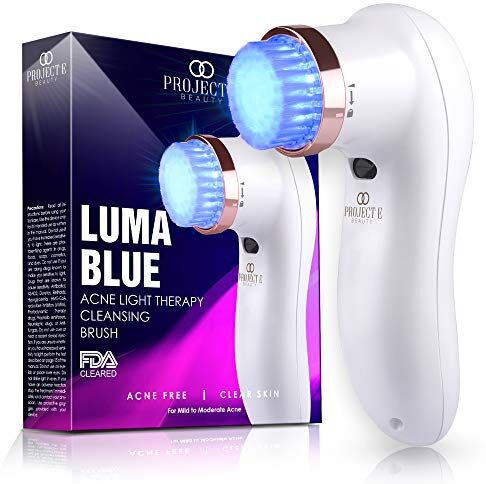 Pro-Ject Luma Blue   FDA Cleared 415nm Photon LED Terapia della luce Brufolo Spazzola per la pulizia Dispositivo facciale per il trattamento di rotazione a 360 °