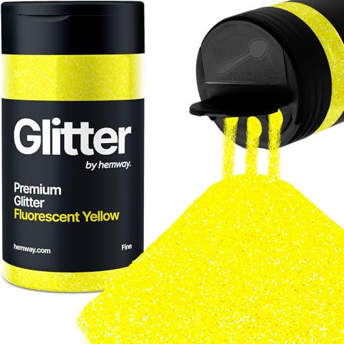 Hemway Giallo Fluorescente Porporina Fine 130g/4.6oz Polvere Metallica Resina Artigianale Glitter Flake Paillettes per Bicchieri Epossidici, Capelli Viso Corpo Occhi Nail Art Festival