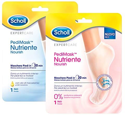 Scholl Kit  2 Maschere Piedi Calzini Idratanti 1 Pedicure Pedimask 0% + 1 Olio di Macadamia