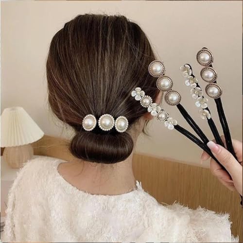 Generic Elegante fiore di perle creatore di chignon coreano pigro bigodini capelli accessori per capelli pieghevole chignon fascia per capelli