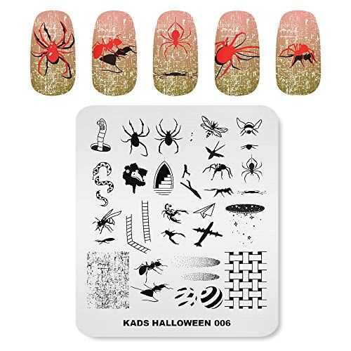 KADS Kit di timbri per unghie per Halloween, con motivo a zucca, fantasma e teschio pipistrello per decorazione fai da te (HA006)