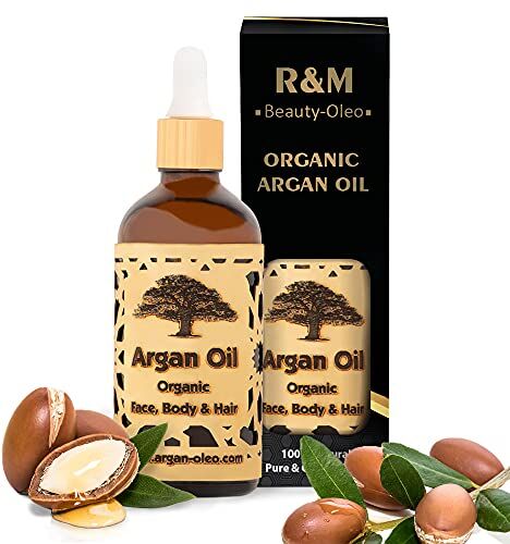 R&M Beauty-Oleo R&M Olio dal Marocco del commercio equo e solidale per capelli, viso, unghie e labbra, così come contro le cicatrici e i brufoli e come olio per massaggi 2 x 100ml