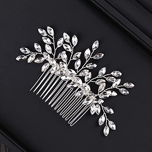 Generic Accessori per capelli da sposa Spose Damigelle d'onore, Pettine per capelli con strass da sposa Color argento Ornamenti per la testa della sposa vintage Pettini per capelli da sposa damigella d'onore