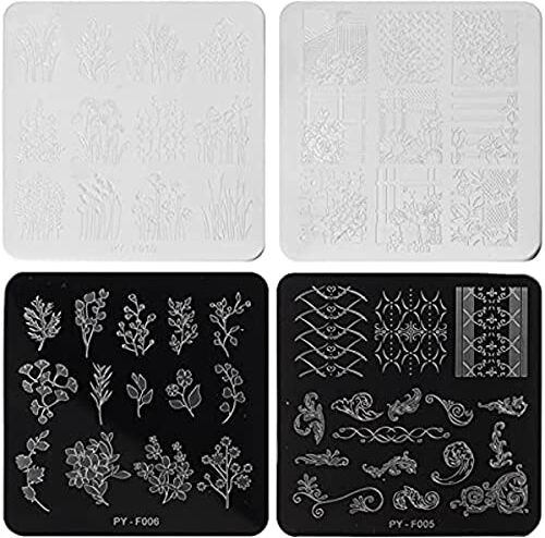 RAJVI 8 PCS French Stampino Unghie, Set di Stamping Nail Art Timbro per Unghie per Nail Art Decoration e Nail Art Fai Da Te