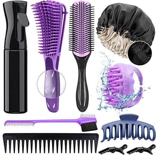 Aozzy Detangle Brush Set di 8,9 file di cuscini in nylon setole per shampoo/vented styling spazzola per capelli/Metal Pick Comb/pettini massaggianti/pettini per separare, modellare e definire ricci bagnati