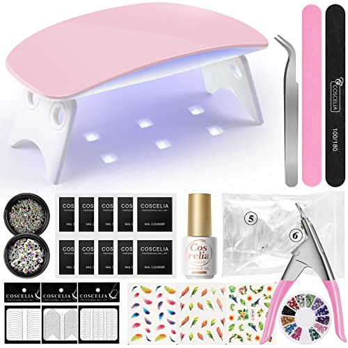 COSCELIA Strass Nail Art Unghie Finte 9W UV/LED Nail Lampada Tool Kit Kit Gel per unghie Strumenti per manicure Adesivi