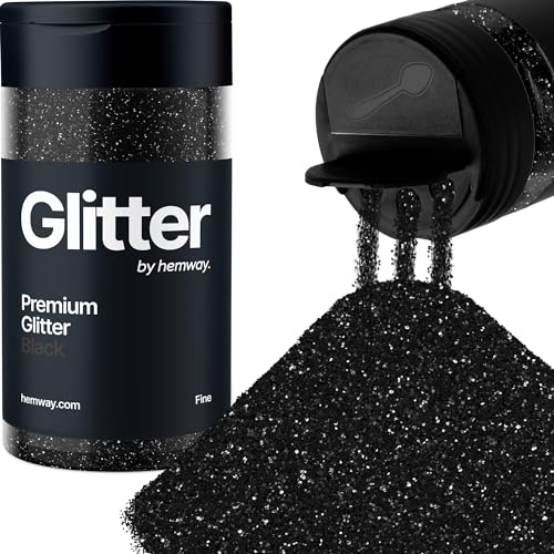 Hemway Nero Porporina Fine 130g/4.6oz Polvere Metallica Resina Artigianale Glitter Flake Paillettes per Bicchieri Epossidici, Capelli Viso Corpo Occhi Nail Art Festival