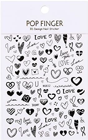 Generic Carino a forma di cuore lettere autoadesive romantiche Nail Art Decorazioni per San Valentino Adesivi Manicure Accessori (4)