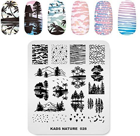 KADS , stencil per unghie, motivo: dente di leone, erba e natura, per decorazioni e nail art fai-da-te