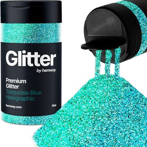 Hemway Blu Turchese Olografico Porporina Fine 130g/4.6oz Polvere Metallica Resina Artigianale Glitter Flake Paillettes per Bicchieri Epossidici, Capelli Viso Corpo Occhi Nail Art Festival