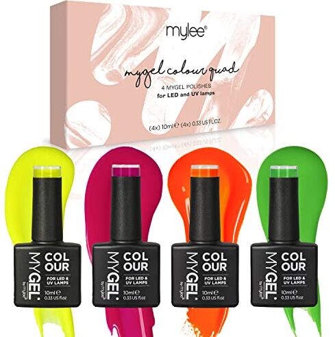 MYLEE MyGel by  One in a Melon Set Smalto per Unghie Gel Semipermanente 4x10ml UV/LED Nail Art Manicure Pedicure per Uso Professionale e Domestico Lunga Durata e Facile da Usare