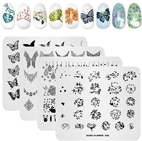 KADS 4 pz nail art stamping piatti set Flower Theme Print manicure template nail art Tools