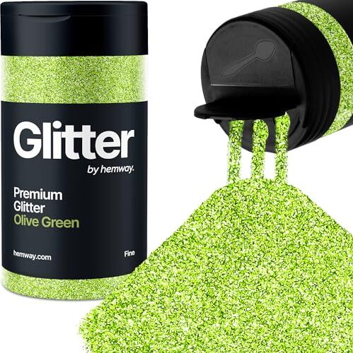 Hemway Verde Oliva Porporina Fine 130g/4.6oz Polvere Metallica Resina Artigianale Glitter Flake Paillettes per Bicchieri Epossidici, Capelli Viso Corpo Occhi Nail Art Festival