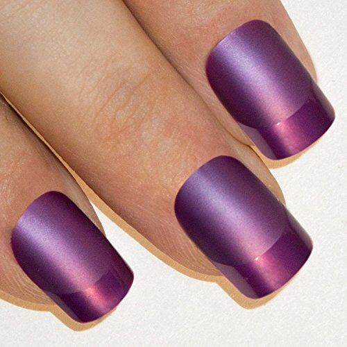 ART Unghie finte  Viola Matte 24 Squoval Medio Finte punte in acrilico con colla