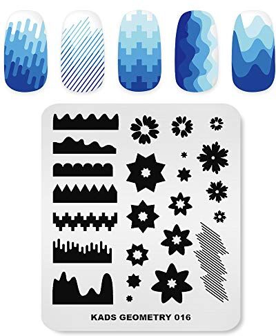 KADS Set di piatti per nail art e stampaggio di stencil modello con piastre di timbratura supporto organizzatore (GE016)