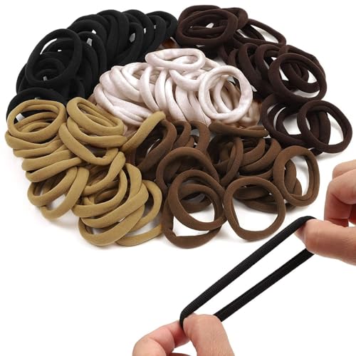 Generic Elastici per capelli in cotone senza cuciture, elastici alti, senza piega, metallo, supporto per coda di cavallo, accessori, donna, ragazza, 5 colori, bianco, nero, velluto piccolo (bronzo, taglia