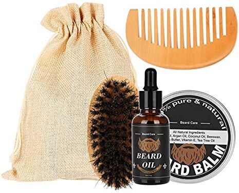 Shipenophy Kit pettine per barba, set di olio per barba sano Set per la cura della barba da uomo durevole per l'uso quotidiano per uso domestico per lo styling della barba da uomo