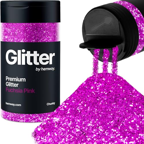 Hemway Rosa Fucsia Porporina Chunky 130g/4.6oz Polvere Metallica Resina Artigianale Glitter Flake Paillettes per Bicchieri Epossidici, Capelli Viso Corpo Occhi Nail Art Festival