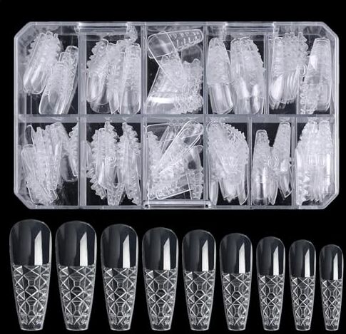 Generic Punte per unghie 3D, punte per unghie finte,120 punte per unghie artificiali trasparenti Salon Home Nail Art Unghie artificiali fai-da-te per viaggi, riunioni, feste, matrimoni, appuntamenti