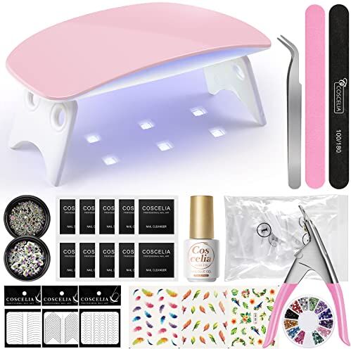 COSCELIA Strass Nail Art Unghie Finte 9W UV / LED Nail Lampada Tool Kit Kit Gel per unghie Strumenti per manicure Adesivi