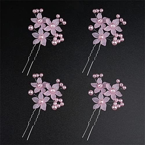 YXBOMG 4pcs Rosa Fiore Forcine Antiche Capelli Ornamento Dei Capelli Della Perla Fata Bastoni Del Pettine Spille Per Capelli Fatto A Mano Cinese Hanfu