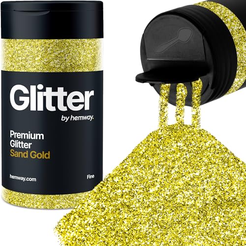 Hemway Oro Sabbia Porporina Fine 130g/4.6oz Polvere Metallica Resina Artigianale Glitter Flake Paillettes per Bicchieri Epossidici, Capelli Viso Corpo Occhi Nail Art Festival