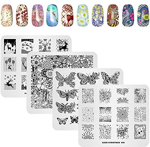 KADS 4pcs nuovo fiore foglie Natale immagine Nail Stamping Piatti Trasparente in Silicone Nail Art Stamper Raschietto con cappuccio