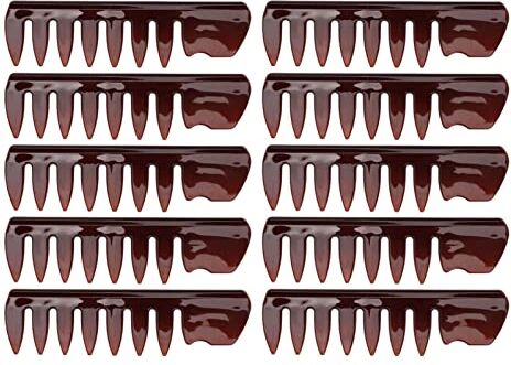 ZJchao 10pcs Pettine per lo Styling a Denti Larghi Arrotondati Spazzola per Capelli Districante Bordo Spesso Impugnatura Ergonomica Pettine per Capelli Antistatico Professionale Leggero (Marrone trasparente)