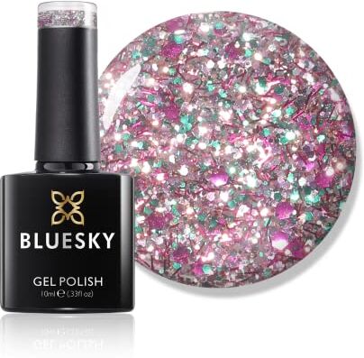 BLUESKY Smalto gel per unghie, albero di Natale, smalto gel multi glitter, 10 ml, rosa, viola, verde argento, richiede l'asciugatura sotto la lampada UV LED