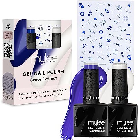 MYLEE Crete Retreat Set Smalto per Unghie Gel Semipermanente con Adesivi per Nail Art 2x10ml UV/LED Nail Art Manicure Pedicure per Uso Professionale e Domestico Lunga Durata e Facile da Usare