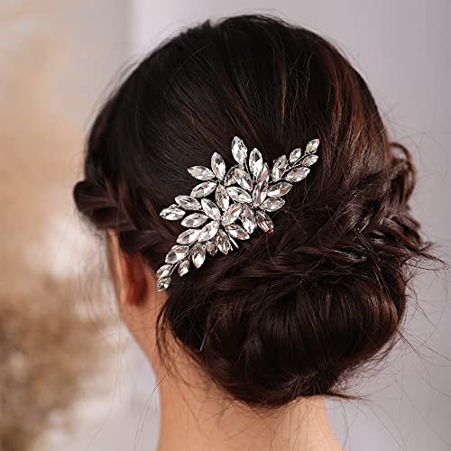 Kercisbeauty Pettine per capelli vintage da sposa piccolo in cristallo argentato, accessorio per capelli fatto a mano per donne e ragazze, accessorio per capelli fatto a mano (argento)