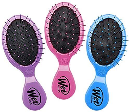 Wet Brush Spazzola districante per capelli con setole morbide IntelliFlex, confezione da 3 pezzi, perfetta per uomini, donne e bambini, mini districante da viaggio, confezione da 3 (rosa, viola, blu)